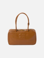 미우미우 Leather Top-Handle Bag Caramel - Image 3