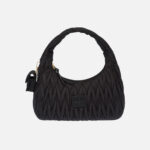 미우미우 Wander Matelasse Regenerated Nylon Hobo Bag Black