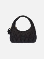 미우미우 Wander Matelasse Regenerated Nylon Hobo Bag Black - Image 2