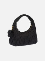 미우미우 Wander Matelasse Regenerated Nylon Hobo Bag Black - Image 3