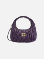 미우미우 Wander Matelasse Nappa Leather Mini Hobo Bag Violet