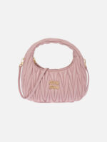미우미우 Wander Matelasse Nappa Leather Mini Hobo Bag Violet - Image 3