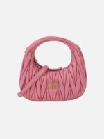 미우미우 Wander Matelasse Nappa Leather Hobo Mini Bag Begonia Pink