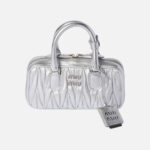 미우미우 Arcadie Matelasse Nappa Leather Mini-Bag Silver