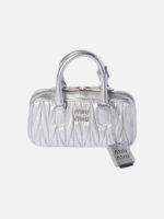미우미우 Arcadie Matelasse Nappa Leather Mini-Bag Silver - Image 2