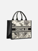 디올 Medium Book Tote Bag Zodiac Embroidery Latte Multicolor Black - Image 3