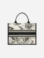 디올 Medium Book Tote Bag Zodiac Embroidery Latte Multicolor Black - Image 4
