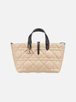 디올 Medium Toujours Bag Macrocannage Calfskin Rope Beige Black