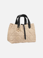 디올 Medium Toujours Bag Macrocannage Calfskin Rope Beige Black - Image 3